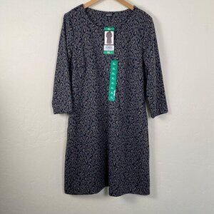 ORIGINAL NICOLE MILLER Grey Leopard Print Dress XL With 3/4 Sleeves‎ NWT